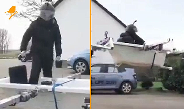 Küvetten hava aracı yapıp alışverişe çıktı